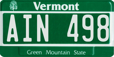 VT license plate AIN498