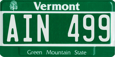 VT license plate AIN499