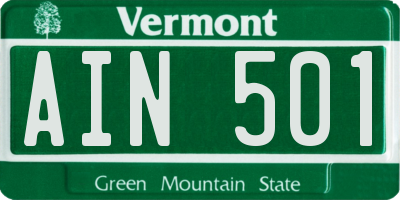 VT license plate AIN501