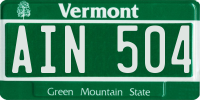 VT license plate AIN504