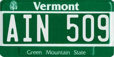VT license plate AIN509