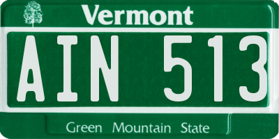 VT license plate AIN513