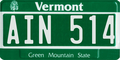 VT license plate AIN514