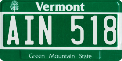 VT license plate AIN518