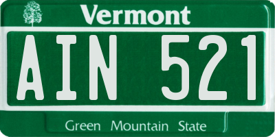 VT license plate AIN521