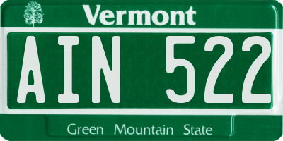 VT license plate AIN522