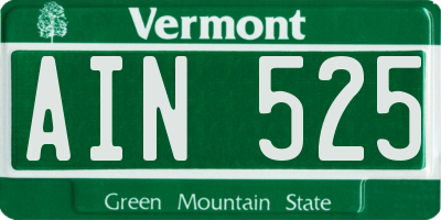VT license plate AIN525