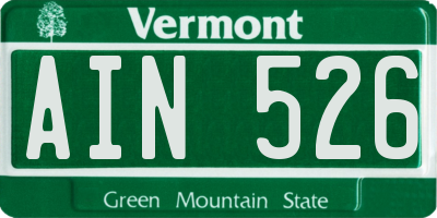VT license plate AIN526