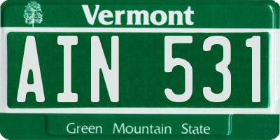 VT license plate AIN531