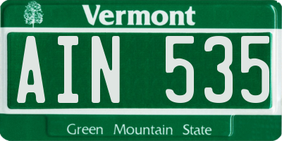 VT license plate AIN535