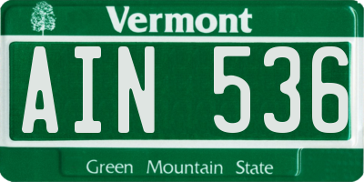VT license plate AIN536