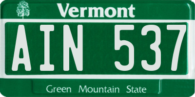 VT license plate AIN537