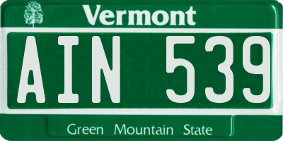 VT license plate AIN539