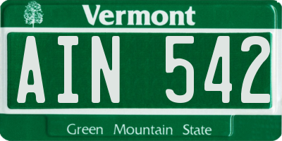 VT license plate AIN542
