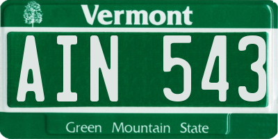 VT license plate AIN543