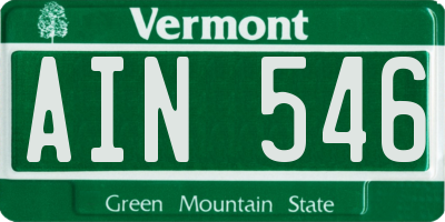 VT license plate AIN546