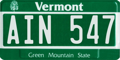 VT license plate AIN547