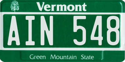 VT license plate AIN548