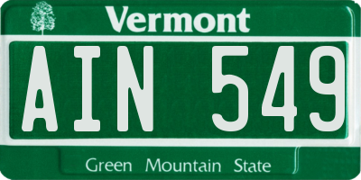 VT license plate AIN549