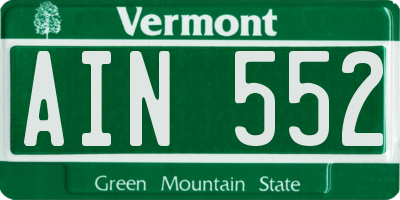 VT license plate AIN552