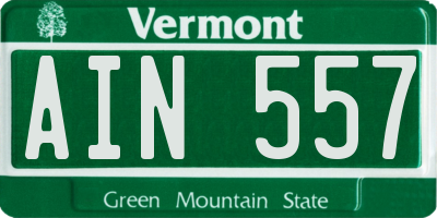 VT license plate AIN557
