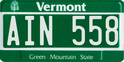 VT license plate AIN558