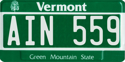 VT license plate AIN559