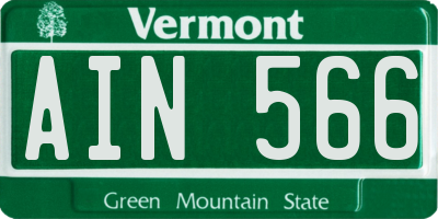 VT license plate AIN566