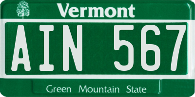 VT license plate AIN567