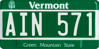 VT license plate AIN571