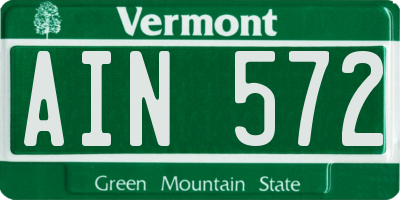 VT license plate AIN572