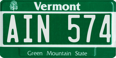 VT license plate AIN574