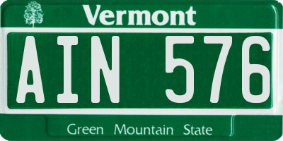 VT license plate AIN576