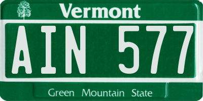 VT license plate AIN577