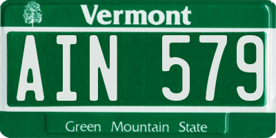 VT license plate AIN579