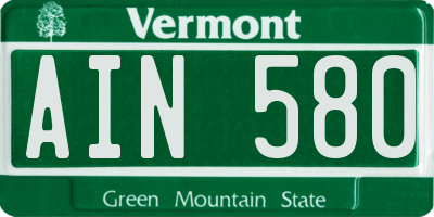 VT license plate AIN580