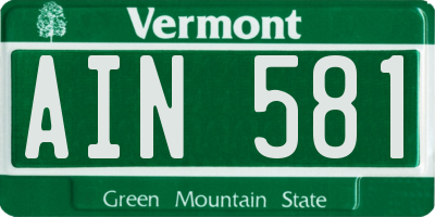 VT license plate AIN581