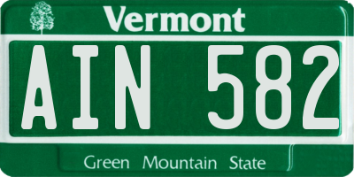 VT license plate AIN582