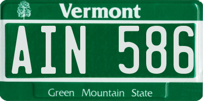 VT license plate AIN586