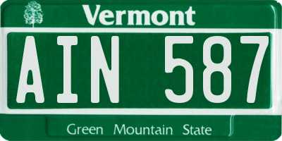 VT license plate AIN587