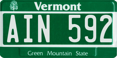 VT license plate AIN592