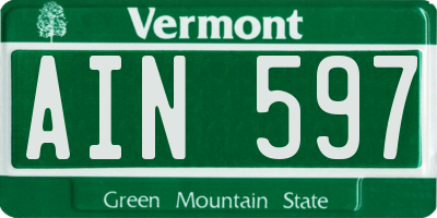 VT license plate AIN597