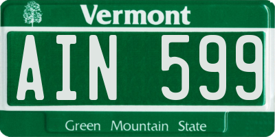 VT license plate AIN599