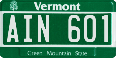 VT license plate AIN601