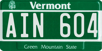 VT license plate AIN604