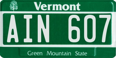 VT license plate AIN607