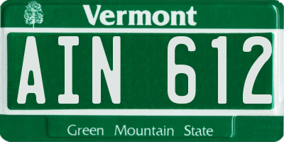 VT license plate AIN612