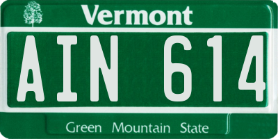 VT license plate AIN614