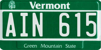 VT license plate AIN615