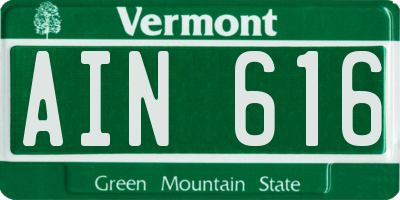 VT license plate AIN616